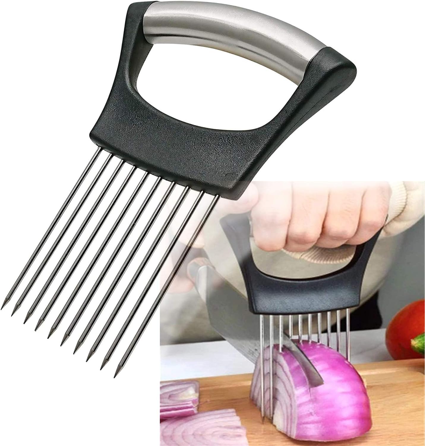 Onion Holder Slicer - Paslanmaz Çelik Soğan Dilimleme Tutucu Mutfak