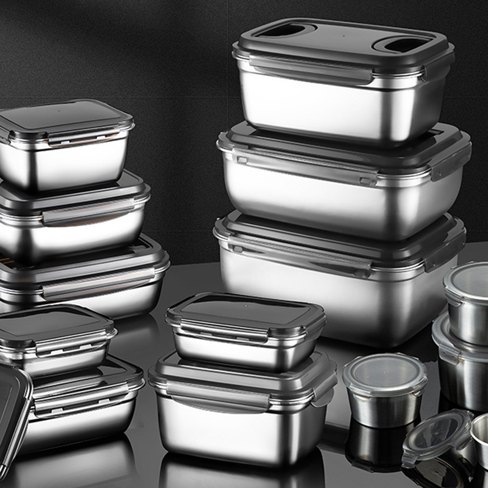 Meal Prep Oven Safe Containers - Paslanmaz Çelik Gıda Saklama Kabı, Kapaklı,