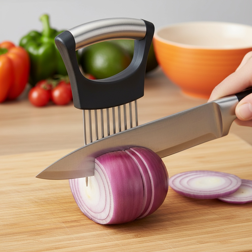 Onion Holder Slicer - 1 adet Paslanmaz Çelik Soğan Dilimleme