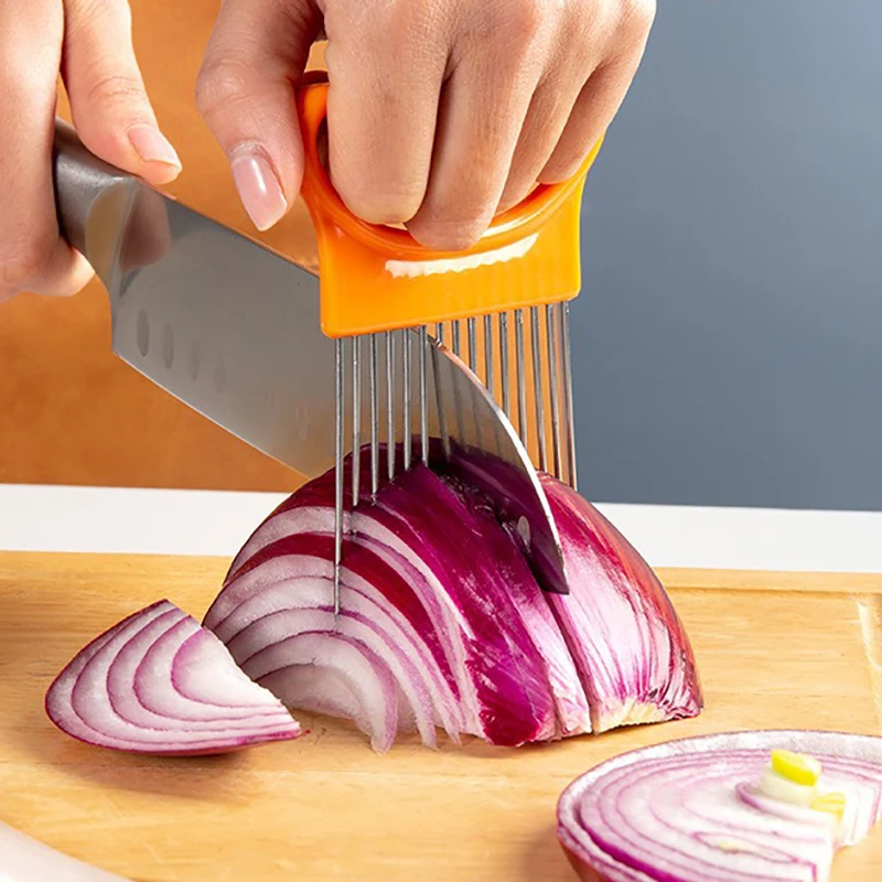Onion Holder Slicer - Renkli Soğan Dilimleyici Tutucu, Paslanmaz Çelik