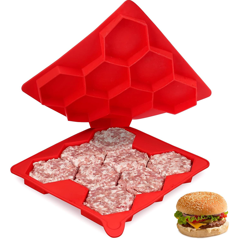 Meal Prep Freezer - 8 Delikli Silikon Hamburger Pres Kalıbı