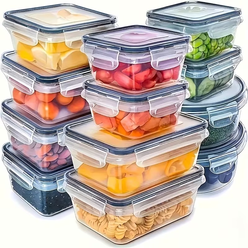 Meal Prep Tupperware - 4 Parçalı Şeffaf Gıda Saklama Kapları,