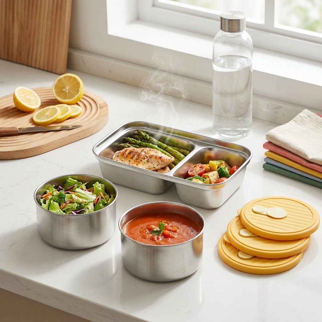 Meal Prep Meal Ideas - Mikrodalgada Kullanılabilir 304 Paslanmaz Çelik Bento
