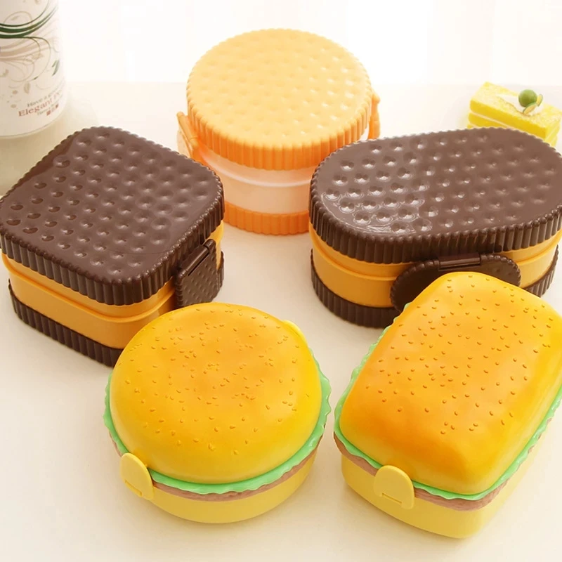 Meal Prep Tupperware - Hamburger Öğle Yemeği Kutusu Çift Katmanlı