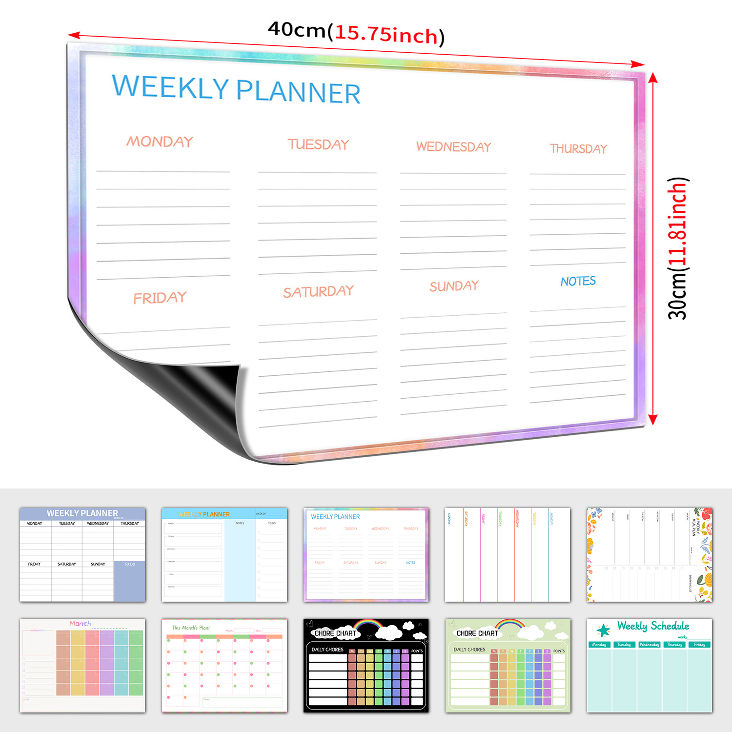 Meal Prep Planner - Manyetik Haftalık Planlayıcı Buzdolabı Beyaz Tahta