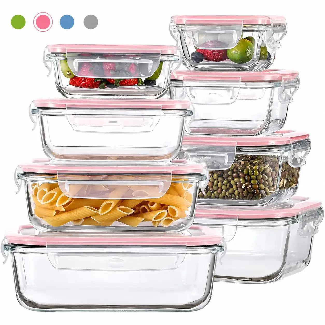 Meal Prep Oven Safe Containers - 8/12 Parça İstiflenebilir Borosilikat Cam Gıda