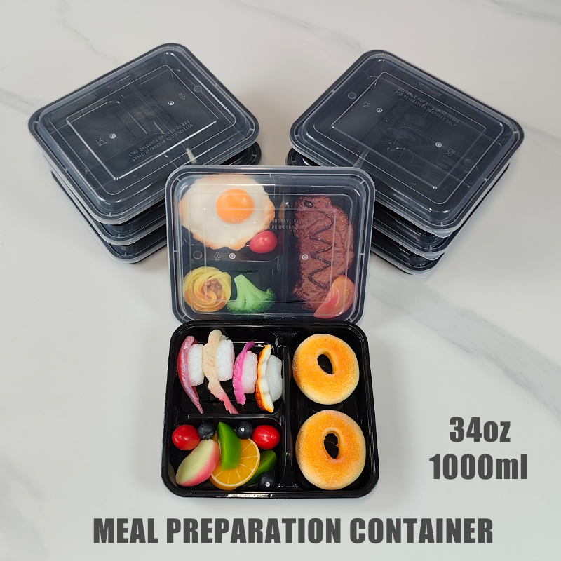 Meal Prep Tupperware - 3 Bölmeli 34 Oz/1000 Ml, 12/35