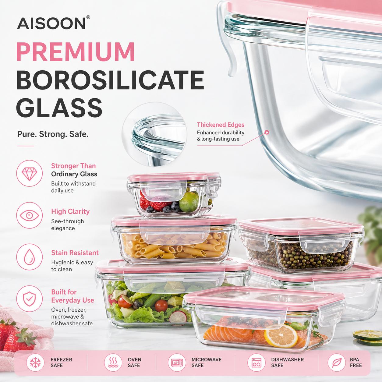 8/12'li Paket Borosilikat Cam  - Meal Prep Oven Safe Containers incelemesi ve fiyatı